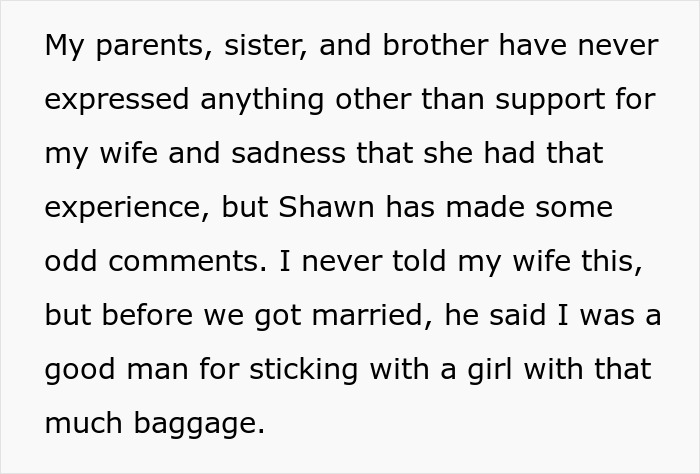 Text excerpt about family support and odd comments causing tension, related to man banned from Thanksgiving after upsetting BIL&rsquo;s wife.