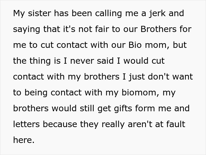Text message expressing a teen torn about continuing to see biological mom while feeling treated like a second-rate child. Text message expressing a teen torn about continuing to see biological mom while feeling treated like a second-rate child.