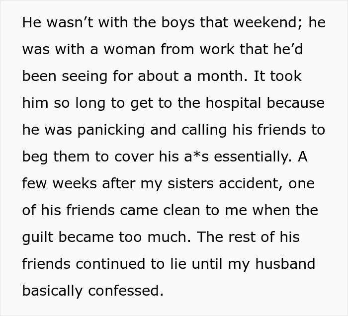 Man uses boys trip as disguise for affair, avoids family emergency, causing friends to cover for his deception and eventual confession.