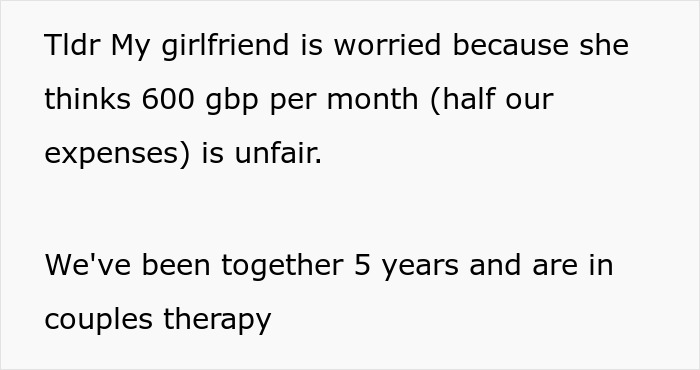 Text message discussing a woman refusing to contribute to bills after her boyfriend spends 600K on a house, relationship tension.