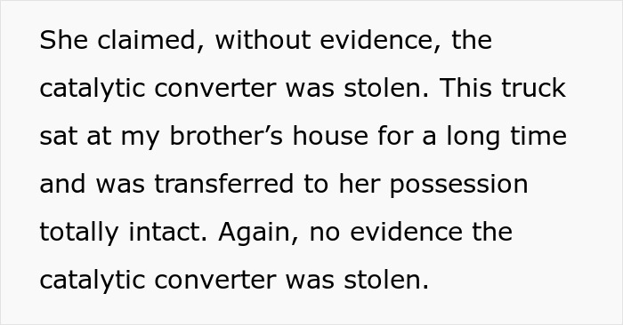 Text excerpt highlighting a grieving daughter's plan to drive step-monster to financial ruin with no evidence provided.