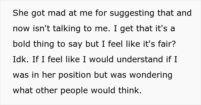 Text excerpt showing a person discussing tension with a heavier roommate over sharing the cost of a new couch fairly.