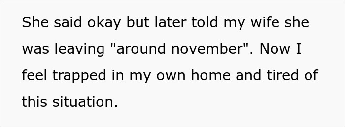 Text excerpt showing frustration about a homeless friend mooching off a couple for months.