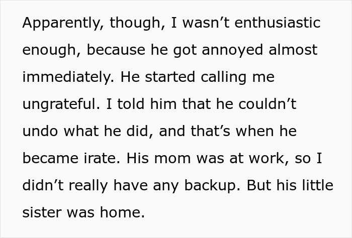 Text describing a tense situation where a boyfriend became irate after destroying his girlfriend&rsquo;s grandma&rsquo;s jewelry box.