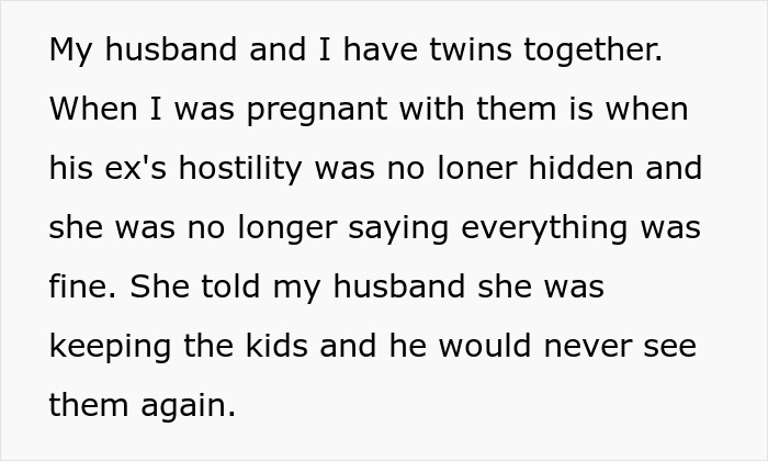Text describing a stepmother facing hostility as a mom poisons her kids against her, causing lasting family conflict.