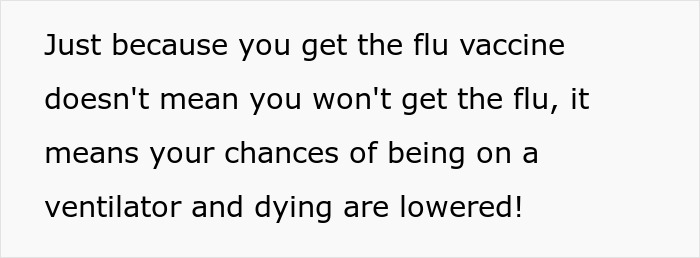 Text about flu vaccine benefits emphasizing reduced risk of severe illness and death, relating to unvaccinated children concerns.