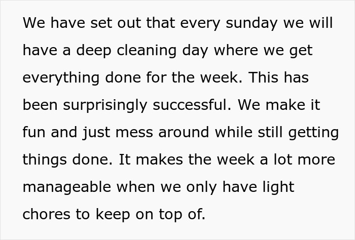 Text passage explaining a successful deep cleaning routine every Sunday, promoting productivity and managing chores effectively. Text passage explaining a successful deep cleaning routine every Sunday, promoting productivity and managing chores effectively.