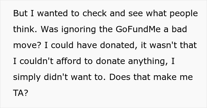 Text asking if ignoring a GoFundMe to support bio mom who abandoned 4YO son makes the person the antagonist in the situation. Text asking if ignoring a GoFundMe to support bio mom who abandoned 4YO son makes the person the antagonist in the situation.