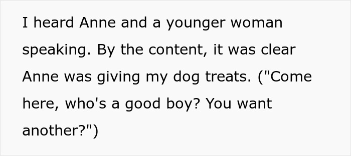 Text excerpt describing an elderly lady allegedly planning to steal neighbor&rsquo;s dog for her friend&rsquo;s daughter.