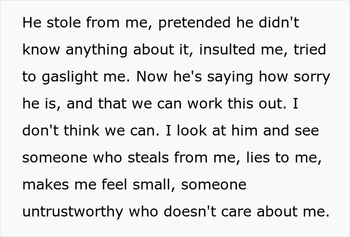 Text about a man stealing his wife&rsquo;s tea set, causing trust issues and damaging their marriage relationship.