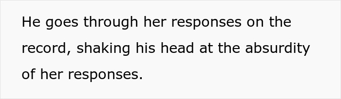 Man reviewing written responses on a record, shaking his head at the absurdity of the grieving daughter's plan.