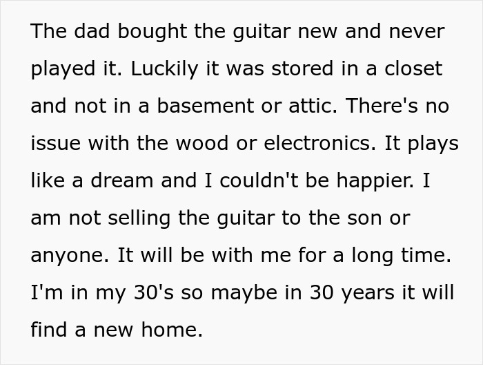 Alt text: Man buys a $50K guitar for $4K and refuses to sell it back after discovering its true value. Alt text: Man buys a $50K guitar for $4K and refuses to sell it back after discovering its true value.