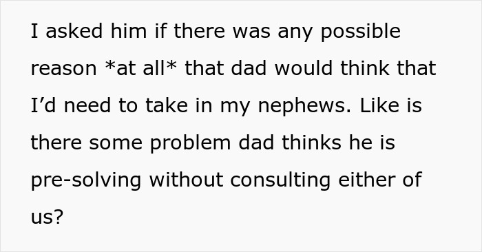 Text discussing a dad upset about his daughter&rsquo;s home, raising concerns that make her worry about his intentions.