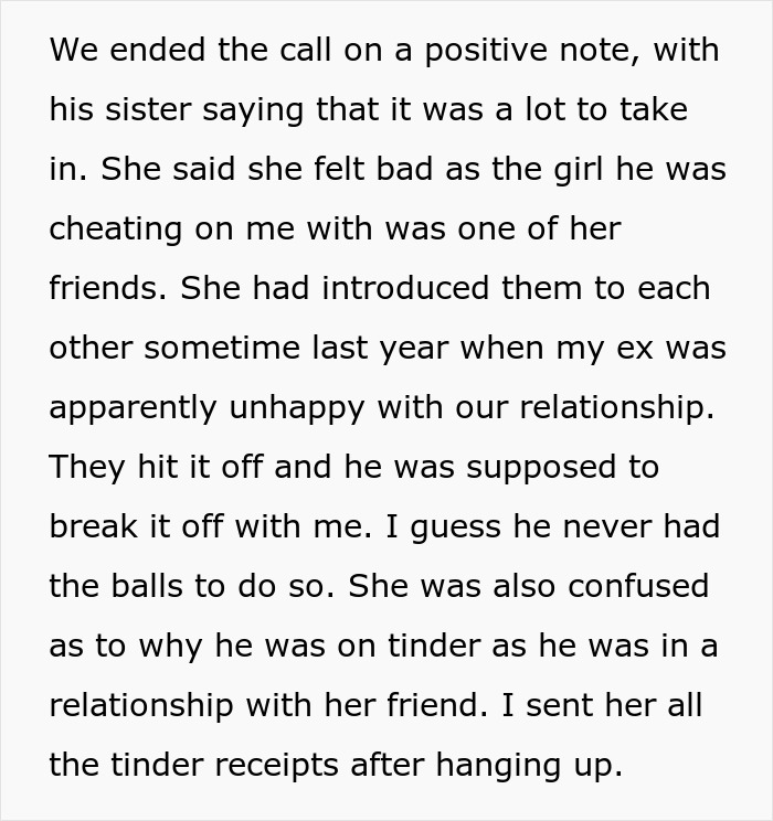 Text excerpt about a man announcing breakup to everyone except his girlfriend of 7 years and relationship issues.