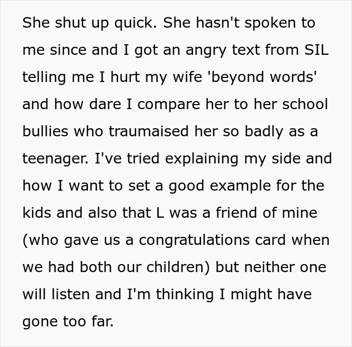 Man explains how calling wife a bully triggered painful memories of school bullies that traumatized her as a teenager.