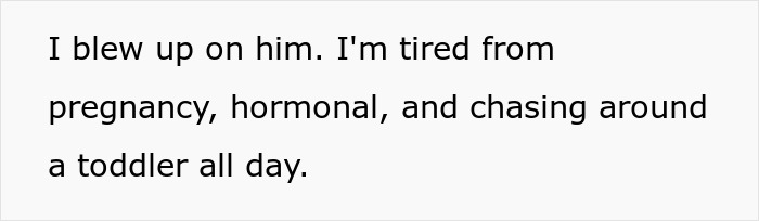 Pregnant woman angry at husband eating emergency snacks while feeling tired from pregnancy and chasing a toddler. Pregnant woman angry at husband eating emergency snacks while feeling tired from pregnancy and chasing a toddler.