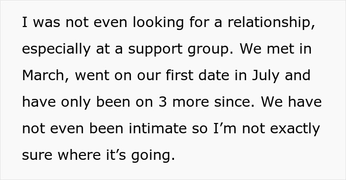Text excerpt discussing a husband&rsquo;s dating experiences after his dying wife requested he not date, causing family conflict.