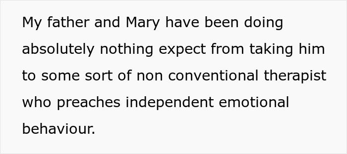 Text on a white background discussing refusal to get help for 11-year-old acting beyond creepy around stepsister who just gave birth.