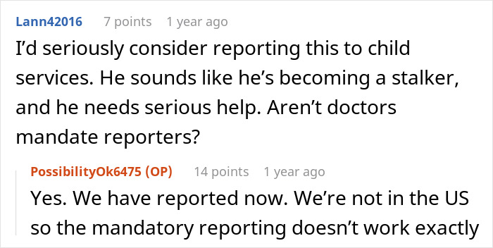 Screenshot of a forum discussion about an 11-year-old acting creepy around stepsister after childbirth, parents refusing help.