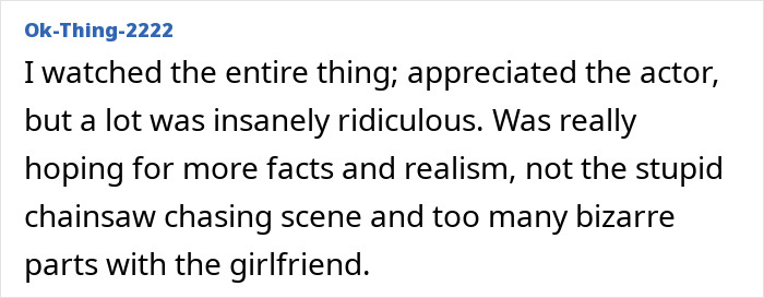 User review criticizing Netflix's Monster The Ed Gein Story for unrealistic scenes and lack of factual accuracy.