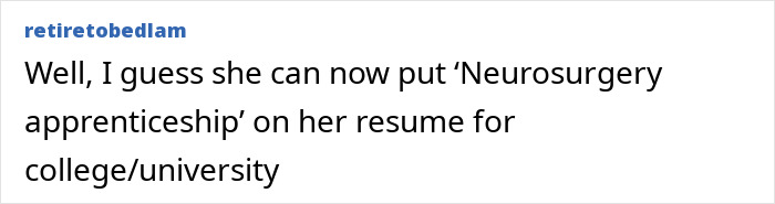 Screenshot of a forum post commenting on a 12-year-old drilling a hole in a patient&rsquo;s skull, related to brain surgeon arrest.