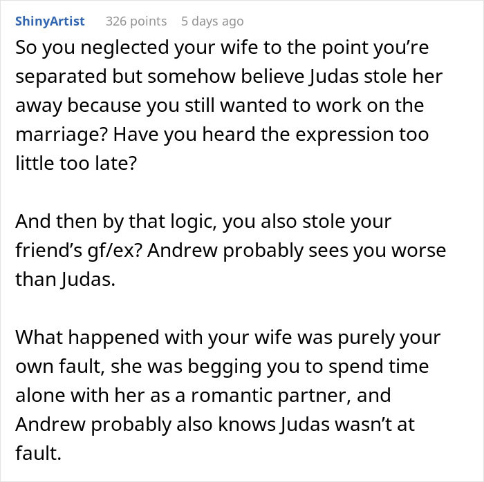 Comment thread discussing betrayal by ex-wife and best man, highlighting fears about girlfriend and trust issues.