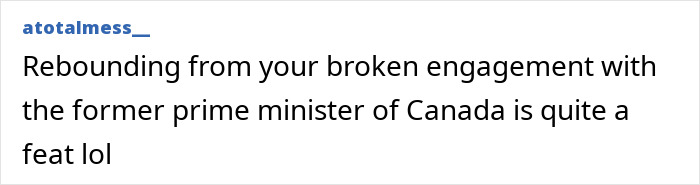 Social media comment joking about brain damage from that space journey involving Katy Perry and Justin Trudeau.