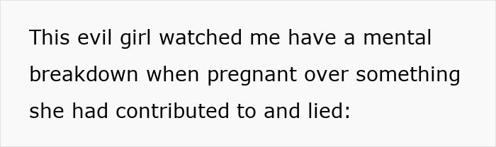 Text on screen describing a pregnant woman crushed emotionally after humiliation by bestie and ex, shocked when they meet again.