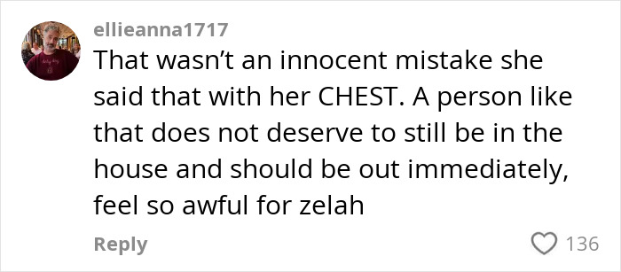 User comment expressing anger over a Big Brother housemate's behavior, calling for immediate exit amid fan fury.