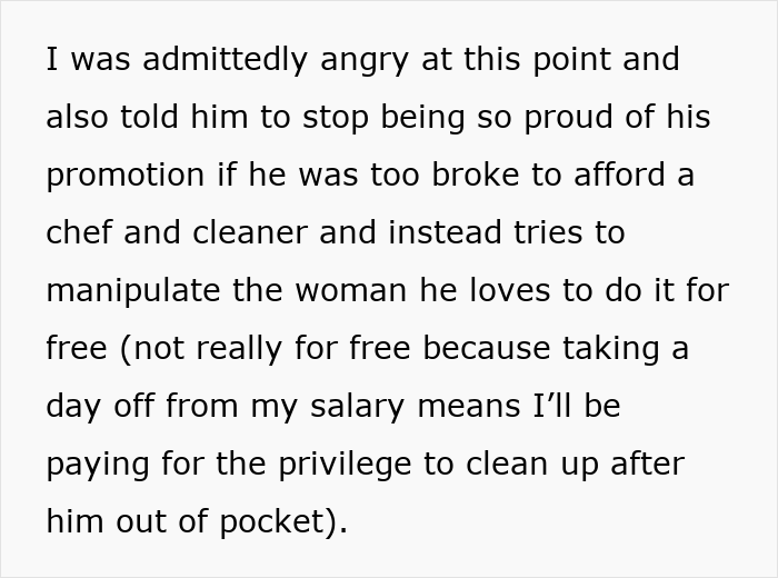 Text excerpt about a woman called a gold digger for wanting fair chores while boyfriend begs for rent money.