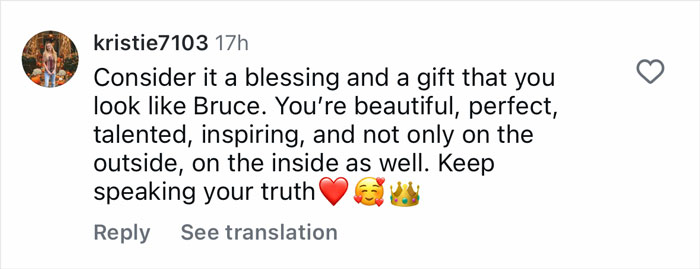 Comment from Bruce Willis' daughter supporting her appearance and talent amidst Perez Hilton's cruel comments about her as a teen. Comment from Bruce Willis' daughter supporting her appearance and talent amidst Perez Hilton's cruel comments about her as a teen.