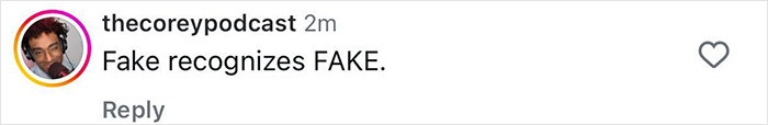 Comment on social media by user thecoreypodcast mocking Kim Kardashian's claim about the 1969 moon landing being fake.