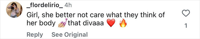 Screenshot of a social media comment praising a pop star&rsquo;s confidence after dyeing her armpit hair at Paris Fashion Week.