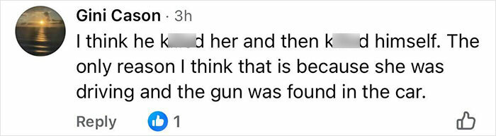 Comment discussing theory about cause of passing of couple found lifeless in car days before wedding anniversary.