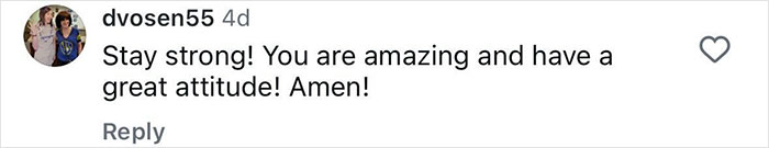 Screenshot of a supportive social media comment encouraging a 20-year-old who decided to amputate his leg after a rock concert.