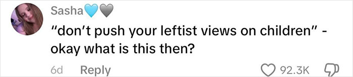 Screenshot of a social media comment reacting to a controversial homework assignment about Charlie Kirk for a 5th grader.