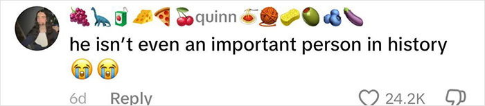 Comment on social media criticizing a life of Charlie Kirk homework assignment, showing emojis and a disappointed reaction.