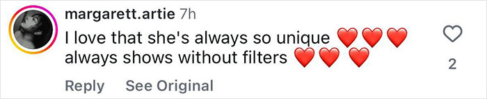 Comment praising a pop star's unique style and showing appreciation for her authentic, unfiltered fashion week appearances.