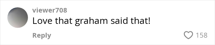 Comment praising Graham Norton for his response during a discussion related to Jodie Turner-Smith and Taylor Swift. Comment praising Graham Norton for his response during a discussion related to Jodie Turner-Smith and Taylor Swift.
