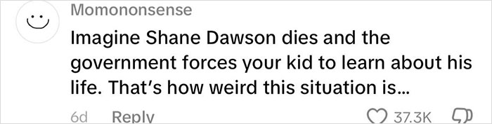 Comment discussing outrage after dad discovers Life of Charlie Kirk homework assignment for his 5th grader on social media.