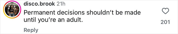 Comment on social media criticizing Farrah Abraham for letting her 16-year-old daughter get a pelvic tattoo. Comment on social media criticizing Farrah Abraham for letting her 16-year-old daughter get a pelvic tattoo.