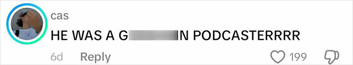 Comment on social media post with blurred profanity, showing 199 likes and one reply, related to Dad discovering Charlie Kirk homework assignment.