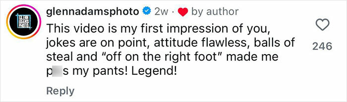 Comment from Glenn Adams sharing a first impression about attitude and humor after a rock concert leg amputation story.