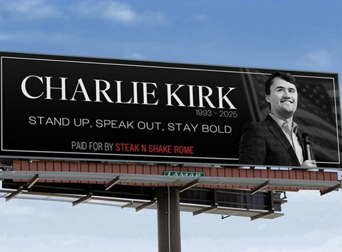 Billboard in Michigan featuring Charlie Kirk with bold text sparking inventive form of birth control reactions. Billboard in Michigan featuring Charlie Kirk with bold text sparking inventive form of birth control reactions.