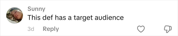 Comment on social media from Sunny saying This def has a target audience with a profile picture of a person and a cat.