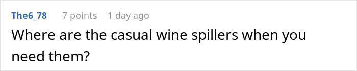 Comment text reading where are the casual wine spillers when you need them, discussing guest wearing own wedding dress topic.