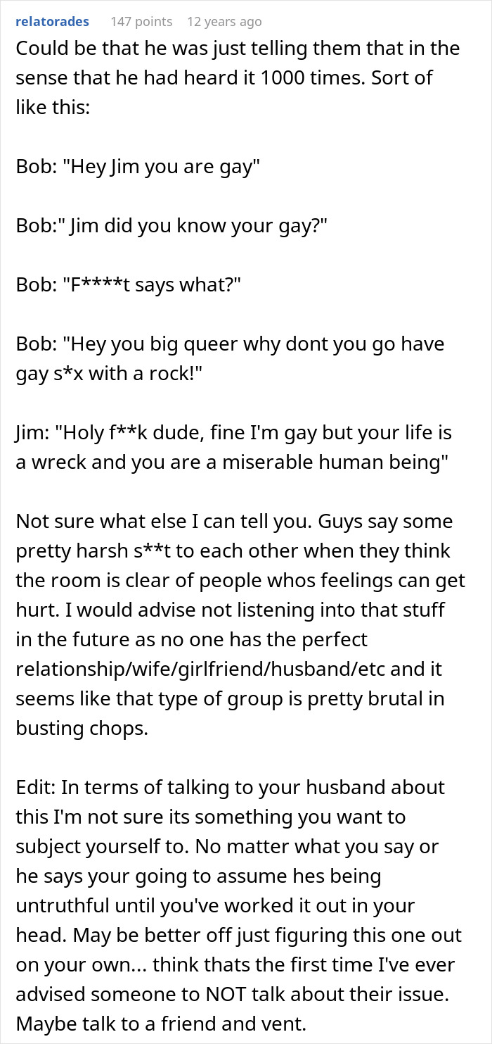 Text post discussing harsh husband comments and relationship struggles about being an ugly woman and its emotional impact.