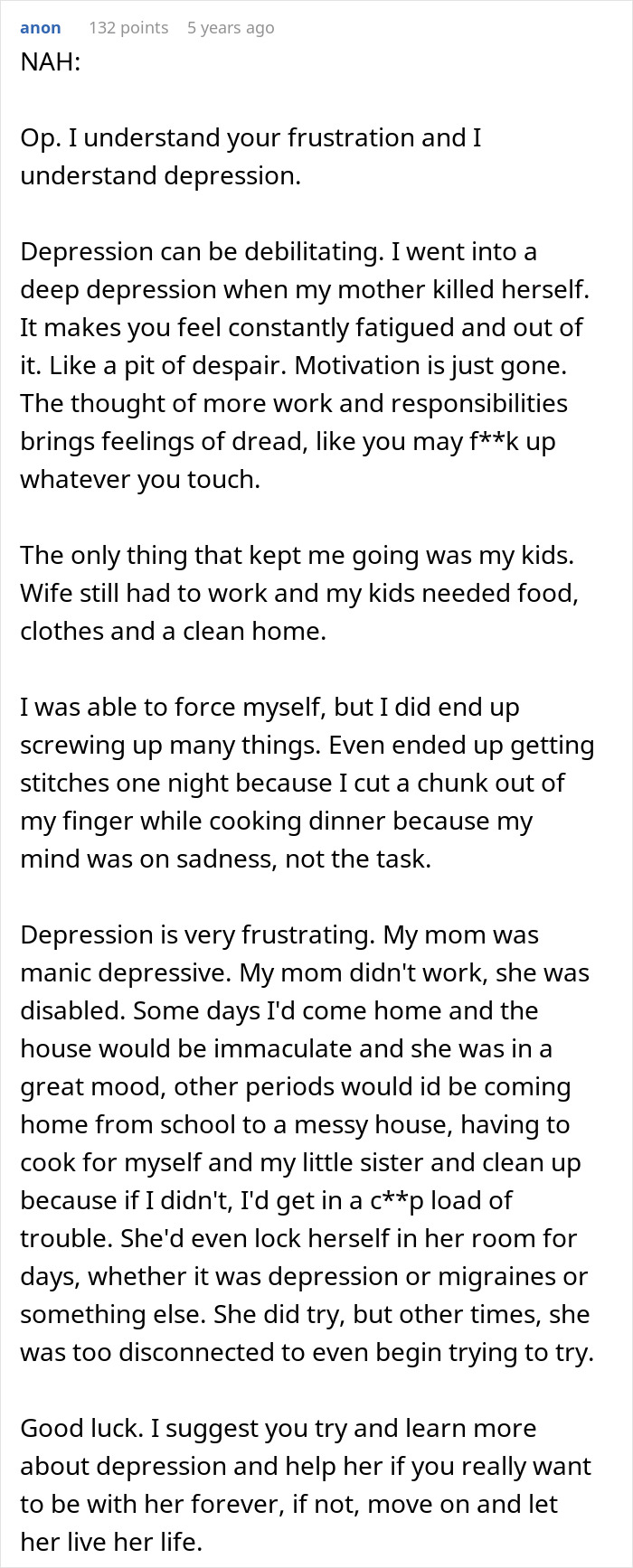 Text post sharing personal experience with depression, discussing motivation struggles and impacts on daily responsibilities. Text post sharing personal experience with depression, discussing motivation struggles and impacts on daily responsibilities.