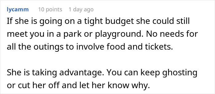 Alt text: Woman believes friend who forgot wallet and realizes she got duped without a thank you in a casual conversation.