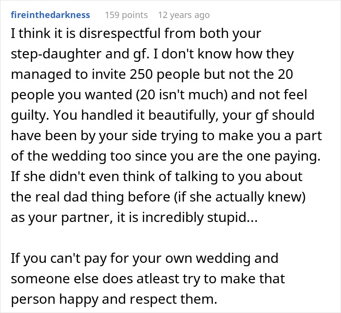 Commenter expresses support for step-dad feeling disrespected by step-daughter and girlfriend&rsquo;s lack of care and respect.
